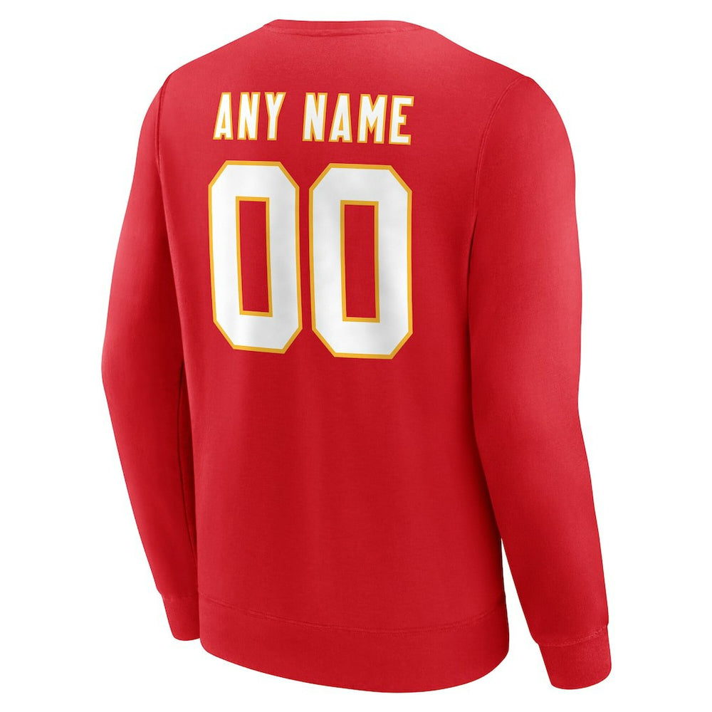 Kansas City Chiefs Team Authentic Personalized Name & Number Sweatshirt Red - NFL