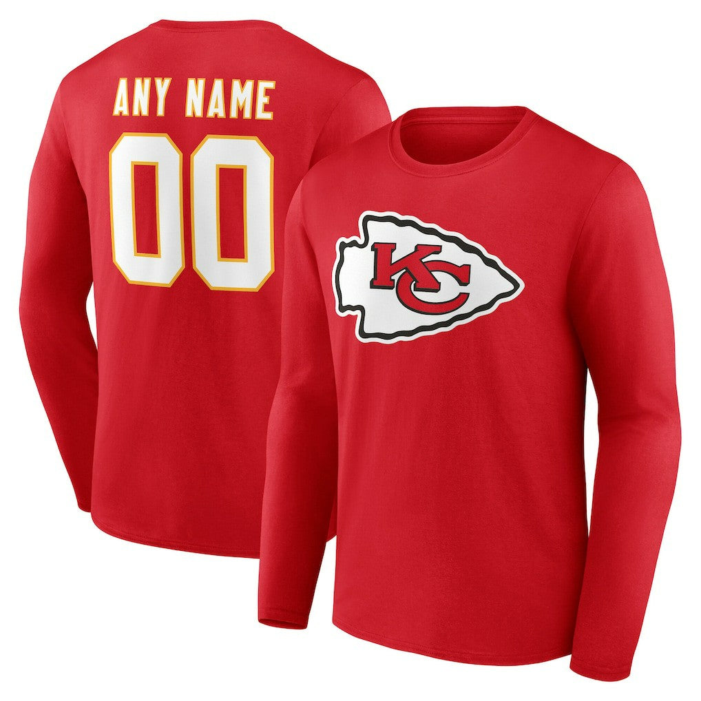 Kansas City Chiefs Team Authentic Personalized Name & Number Long Sleeve T-Shirt Red - NFL