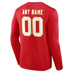 Kansas City Chiefs Team Authentic Personalized Name & Number Long Sleeve T-Shirt Red - NFL