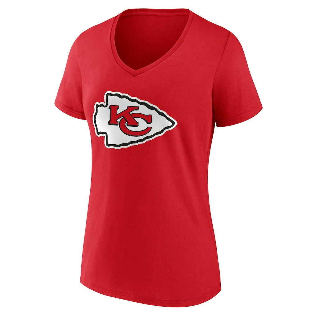 Kansas City Chiefs Women's Team Authentic Personalized Name & Number V-Neck T-Shirt Red - NFL