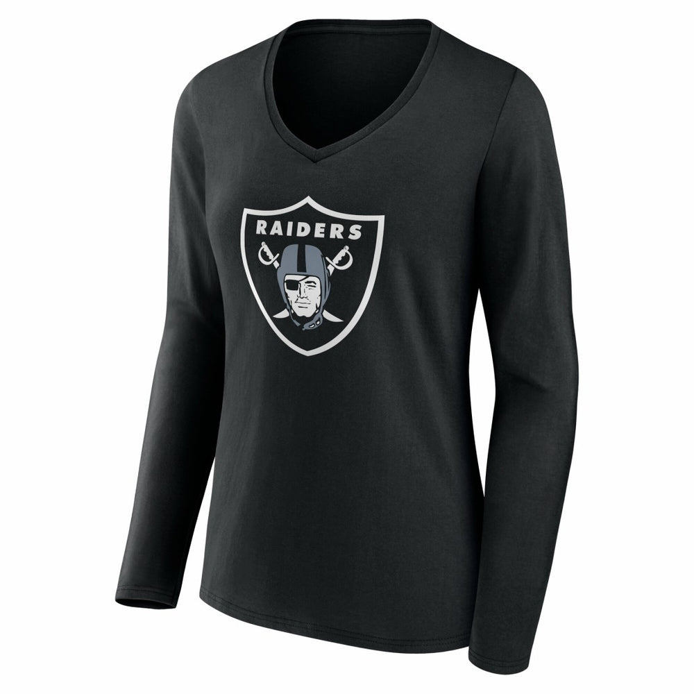 Las Vegas Raiders Women's Team Authentic Personalized Name & Number Long Sleeve V-Neck T-Shirt Black - NFL