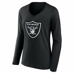 Las Vegas Raiders Women's Team Authentic Personalized Name & Number Long Sleeve V-Neck T-Shirt Black - NFL