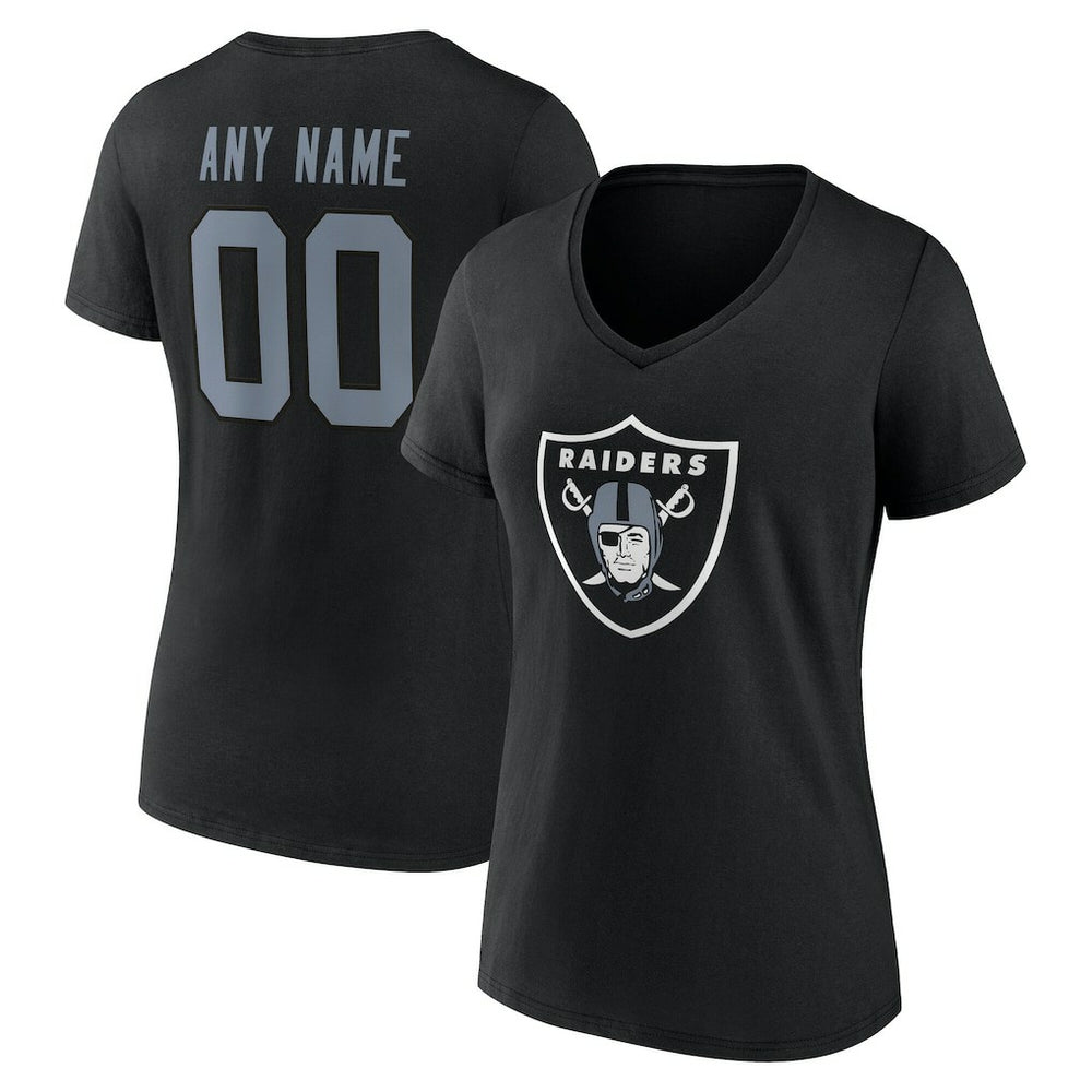 Las Vegas Raiders Women's Team Authentic Personalized Name & Number V-Neck T-Shirt Black - NFL