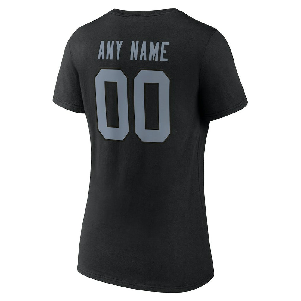 Las Vegas Raiders Women's Team Authentic Personalized Name & Number V-Neck T-Shirt Black - NFL
