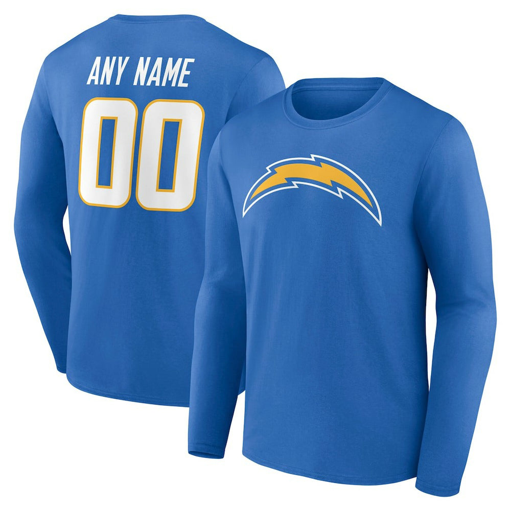 Los Angeles Chargers Team Authentic Personalized Name & Number Long Sleeve T-Shirt Powder Blue - NFL