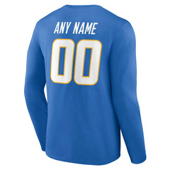 Los Angeles Chargers Team Authentic Personalized Name & Number Long Sleeve T-Shirt Powder Blue - NFL