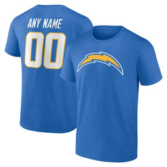 Los Angeles Chargers Team Authentic Personalized Name & Number T-Shirt Powder Blue - NFL