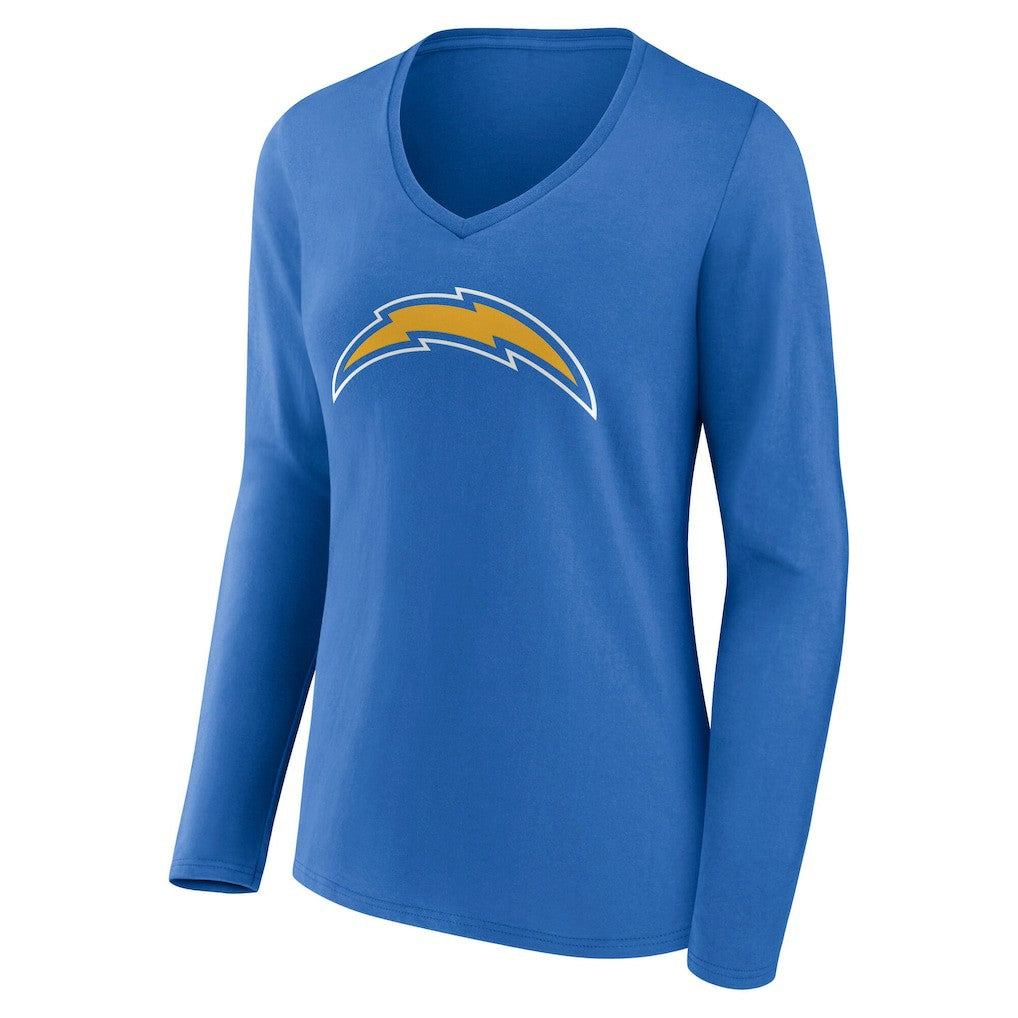 Los Angeles Chargers Women's Team Authentic Personalized Name & Number Long Sleeve V-Neck T-Shirt Powder Blue - NFL