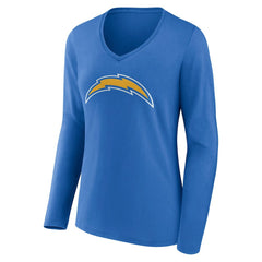 Los Angeles Chargers Women's Team Authentic Personalized Name & Number Long Sleeve V-Neck T-Shirt Powder Blue - NFL