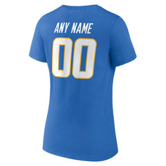 Los Angeles Chargers Women's Team Authentic Personalized Name & Number V-Neck T-Shirt Powder Blue - NFL