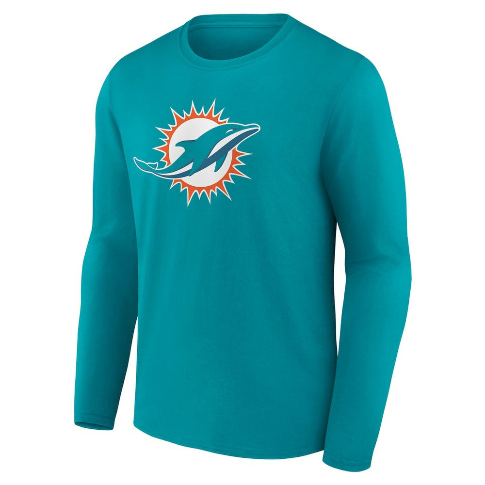 Miami Dolphins Team Authentic Personalized Name & Number Long Sleeve T-Shirt Aqua - NFL