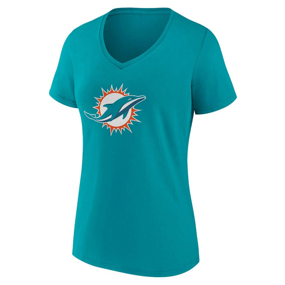 Miami Dolphins Women's Team Authentic Personalized Name & Number V-Neck T-Shirt Aqua - NFL