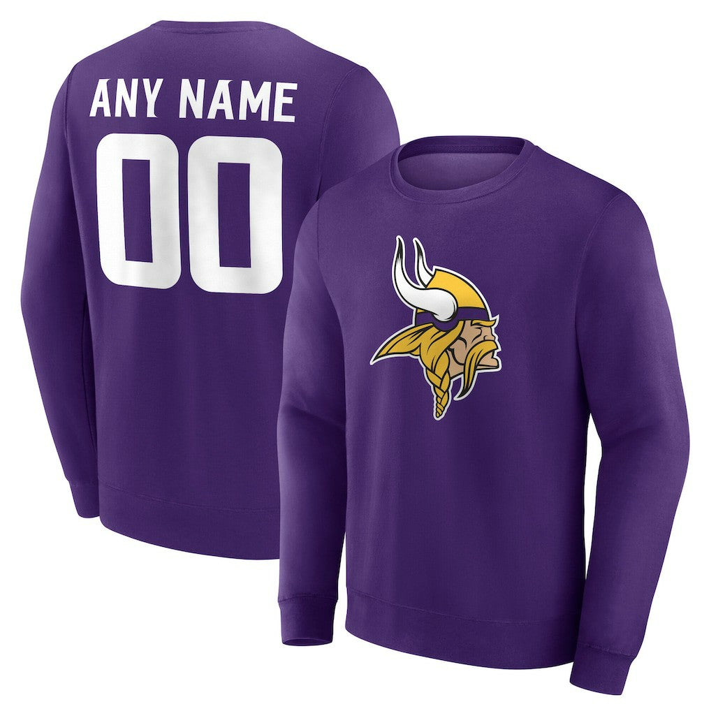 Minnesota Vikings Team Authentic Personalized Name & Number Sweatshirt Purple - NFL