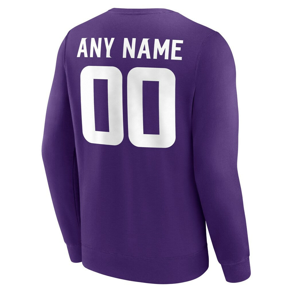 Minnesota Vikings Team Authentic Personalized Name & Number Sweatshirt Purple - NFL
