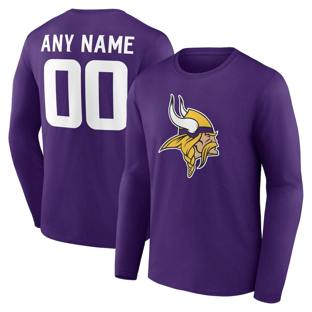 Minnesota Vikings Team Authentic Personalized Name & Number Long Sleeve T-Shirt Purple - NFL