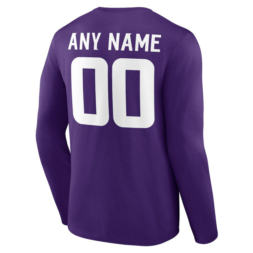 Minnesota Vikings Team Authentic Personalized Name & Number Long Sleeve T-Shirt Purple - NFL