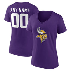 Minnesota Vikings Women's Team Authentic Personalized Name & Number V-Neck T-Shirt Purple - NFL