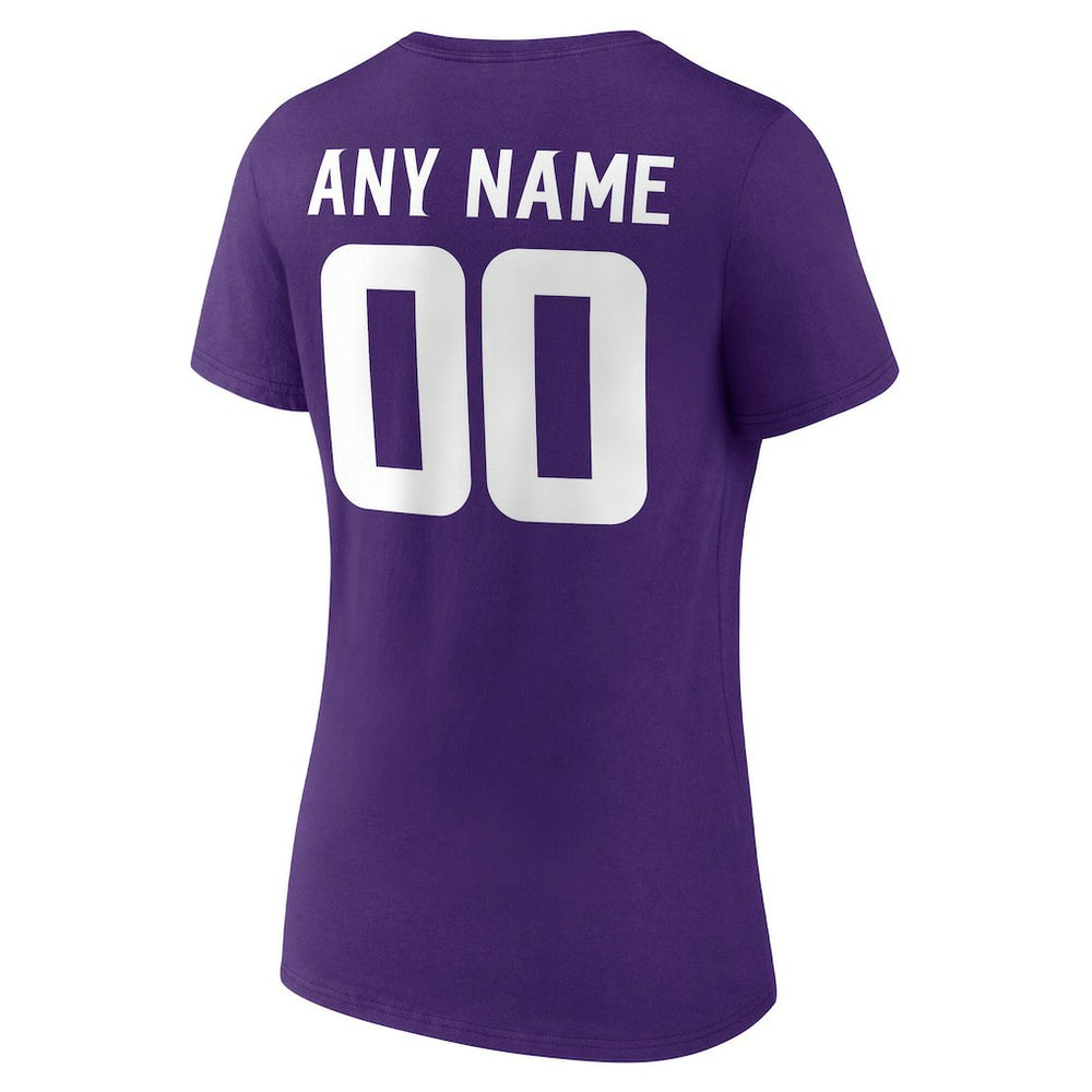 Minnesota Vikings Women's Team Authentic Personalized Name & Number V-Neck T-Shirt Purple - NFL