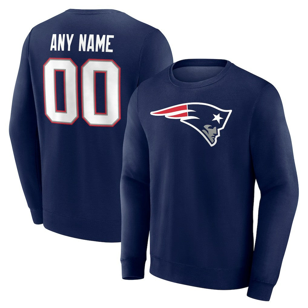 New England Patriots Team Authentic Personalized Name & Number Sweatshirt Navy - NFL