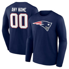 New England Patriots Team Authentic Personalized Name & Number Long Sleeve T-Shirt Navy - NFL