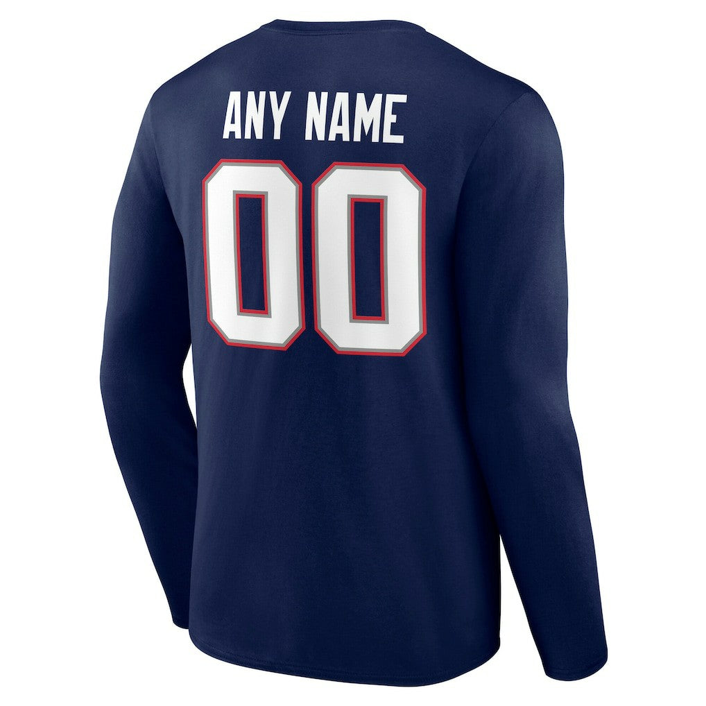 New England Patriots Team Authentic Personalized Name & Number Long Sleeve T-Shirt Navy - NFL