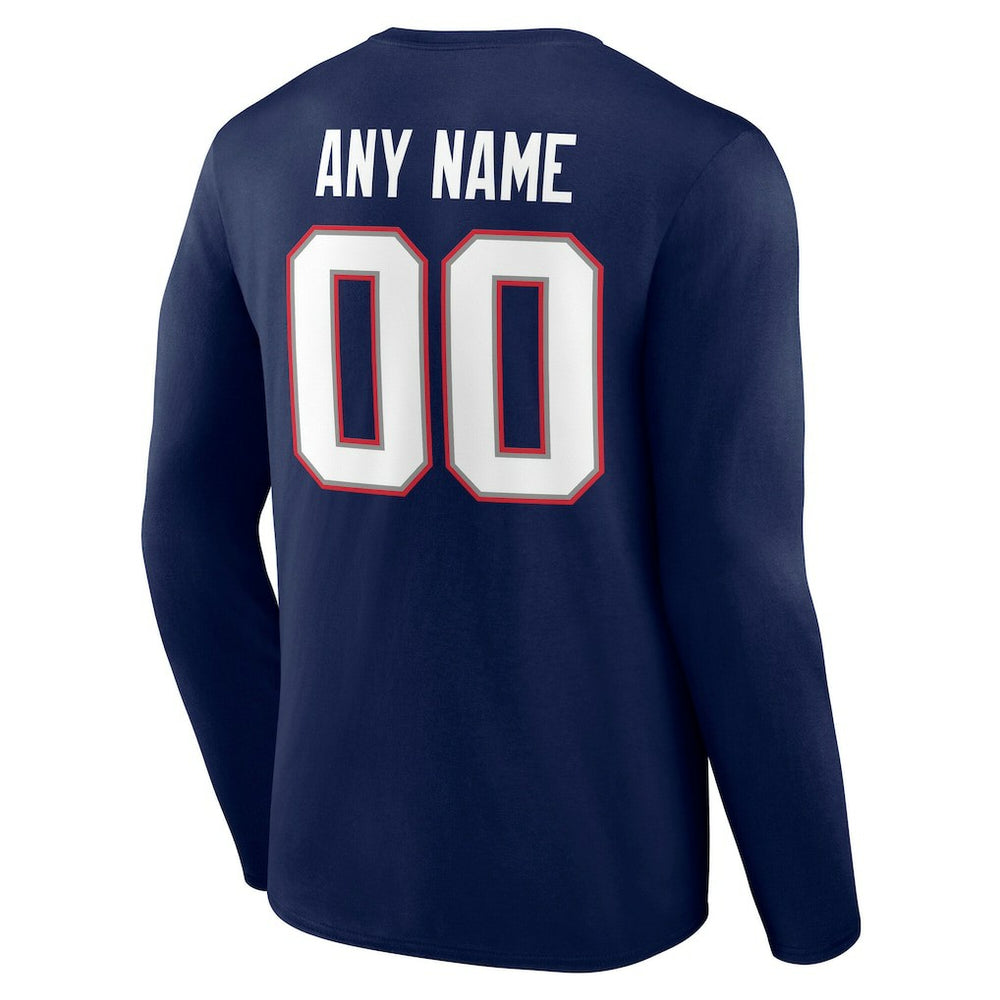New England Patriots Team Authentic Personalized Name & Number Long Sleeve T-Shirt Navy - NFL