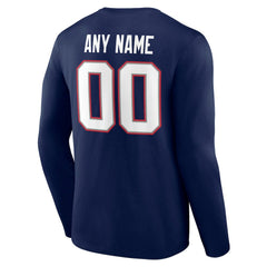 New England Patriots Team Authentic Personalized Name & Number Long Sleeve T-Shirt Navy - NFL