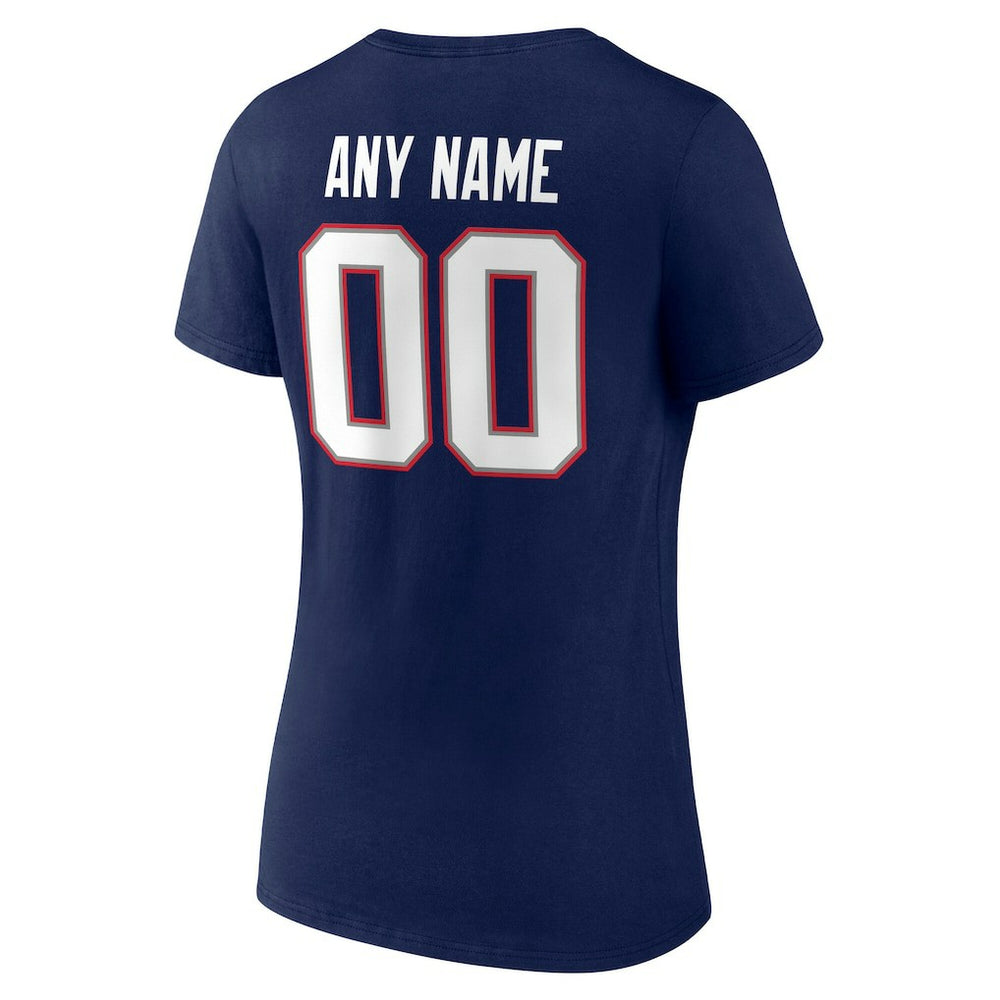 New England Patriots Women's Team Authentic Personalized Name & Number V-Neck T-Shirt Navy - NFL