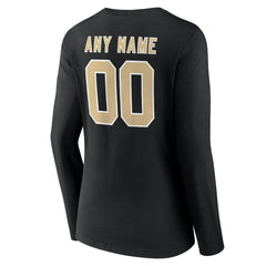 New Orleans Saints Women's Team Authentic Personalized Name & Number Long Sleeve V-Neck T-Shirt Black - NFL