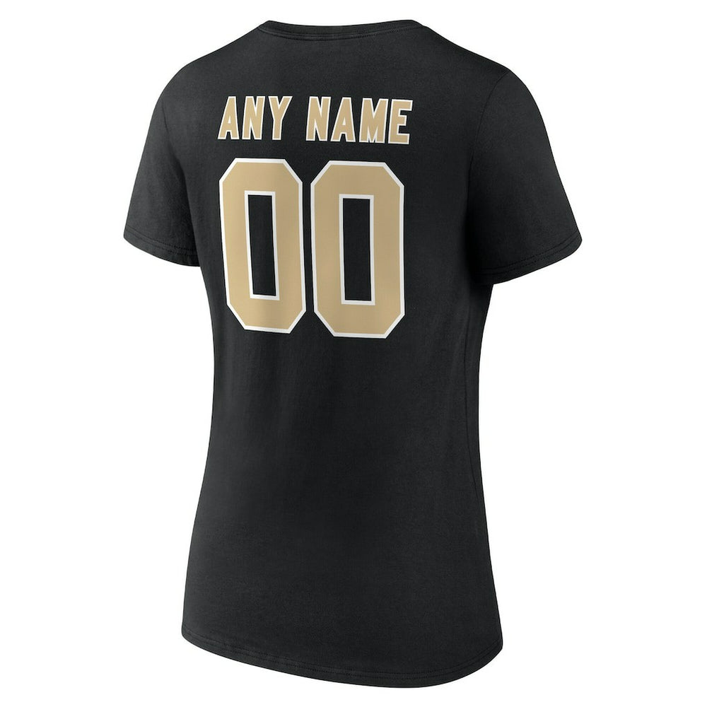 New Orleans Saints Women's Team Authentic Personalized Name & Number V-Neck T-Shirt Black - NFL