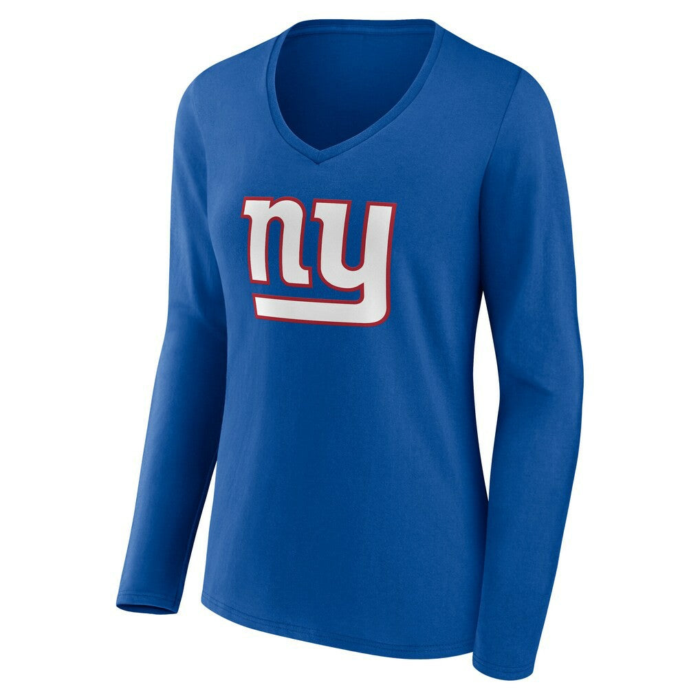 New York Giants Women's Team Authentic Personalized Name & Number Long Sleeve V-Neck T-Shirt Royal - NFL