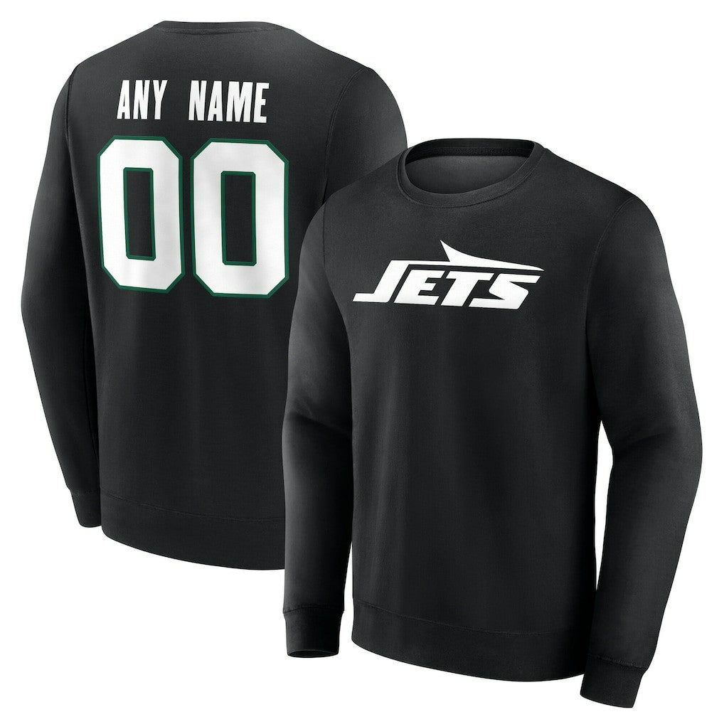New York Jets Team Authentic Personalized Name & Number Sweatshirt Black - NFL