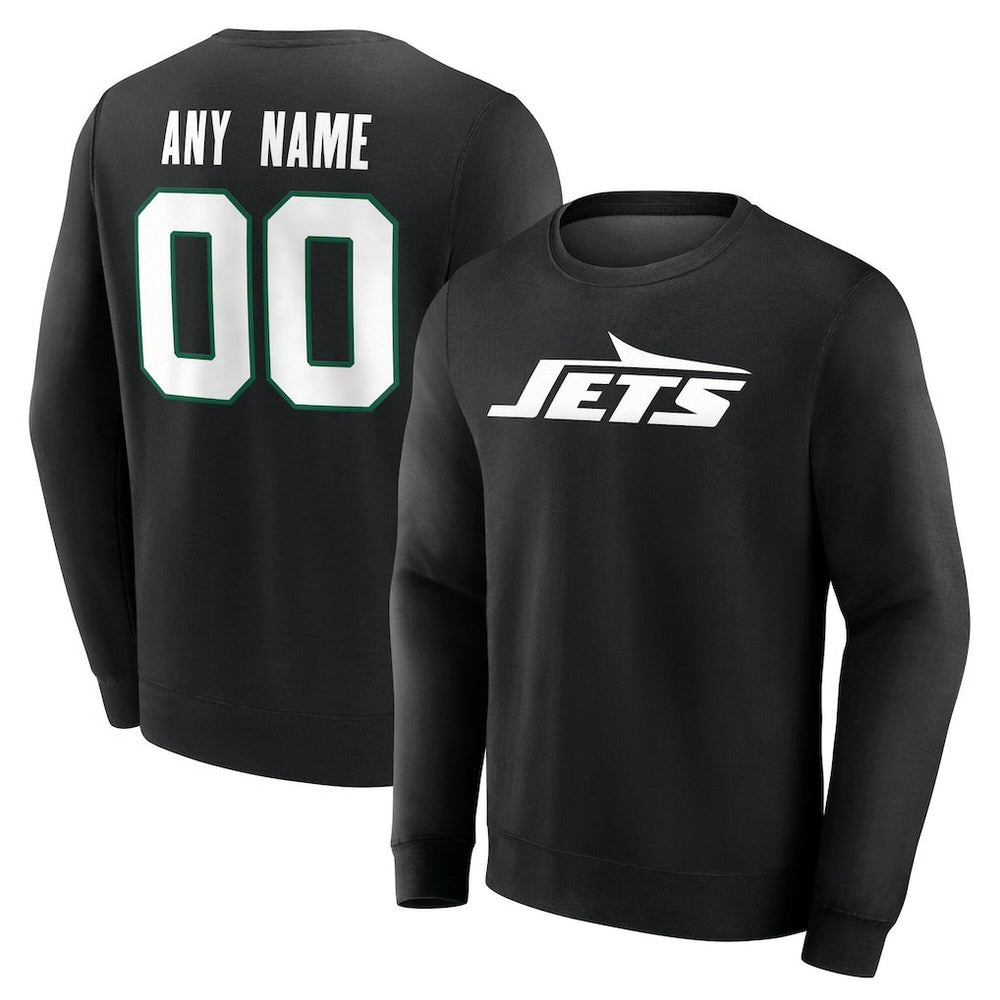 New York Jets Team Authentic Personalized Name & Number Sweatshirt Black - NFL