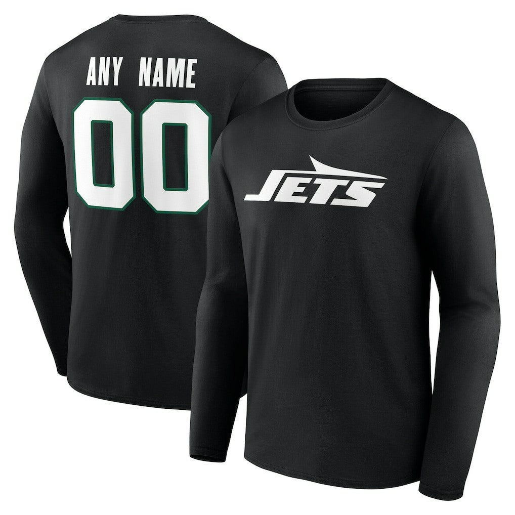 New York Jets Team Authentic Personalized Name & Number Long Sleeve T-Shirt Black - NFL