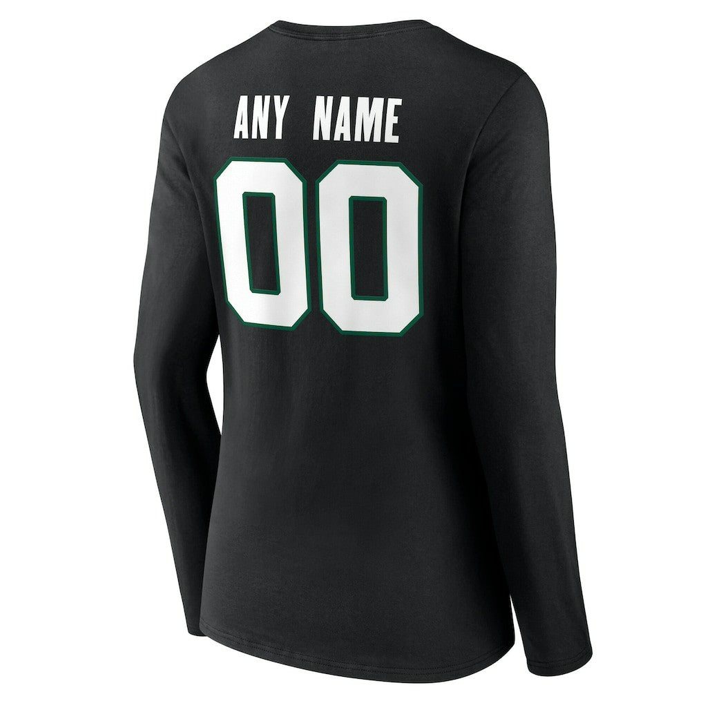 New York Jets Women's Team Authentic Personalized Name & Number Long Sleeve V-Neck T-Shirt Black - NFL