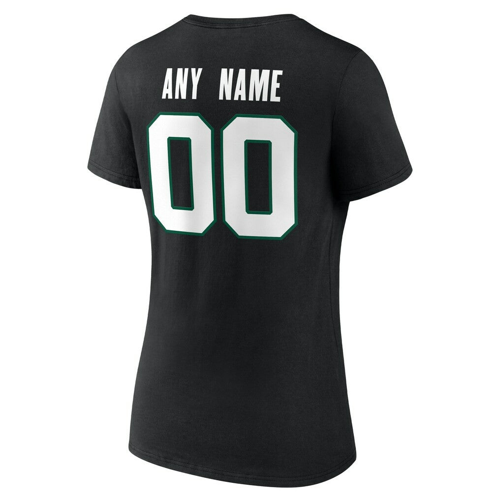 New York Jets Women's Team Authentic Personalized Name & Number V-Neck T-Shirt Black - NFL