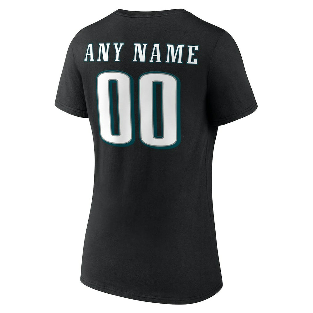 Philadelphia Eagles Women's Team Authentic Personalized Name & Number V-Neck T-Shirt Black - NFL