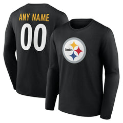 Pittsburgh Steelers Team Authentic Personalized Name & Number Long Sleeve T-Shirt Black - NFL