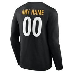 Pittsburgh Steelers Team Authentic Personalized Name & Number Long Sleeve T-Shirt Black - NFL
