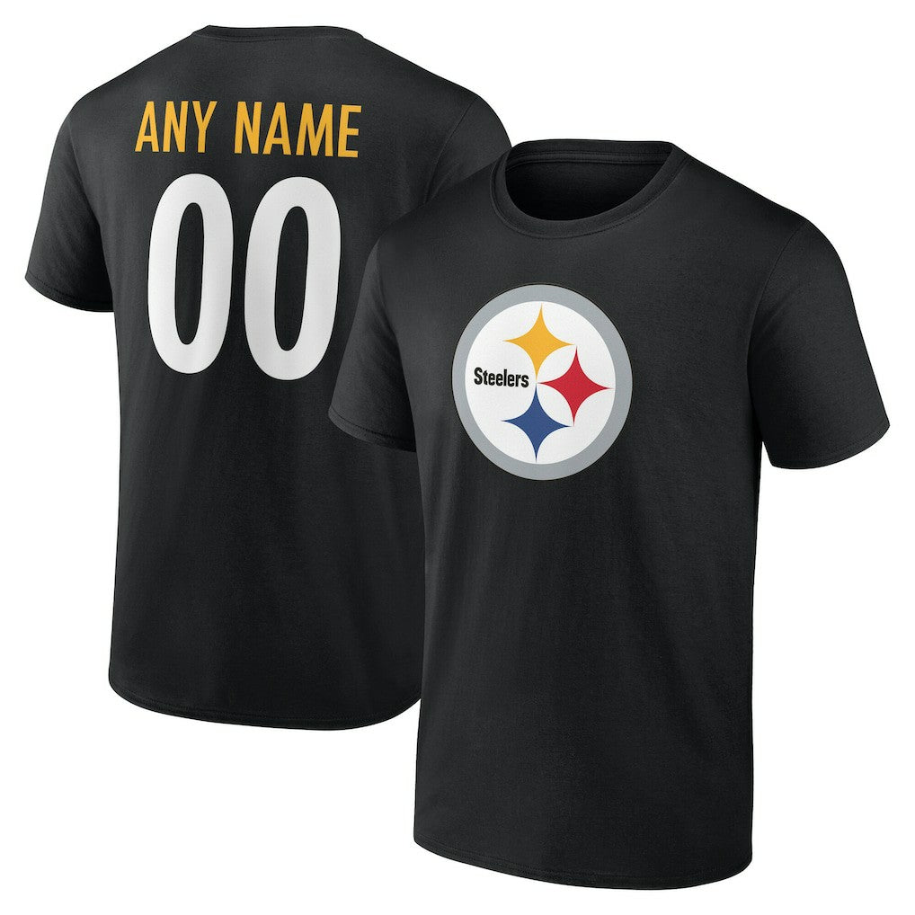 Pittsburgh Steelers Team Authentic Personalized Name & Number T-Shirt Black - NFL