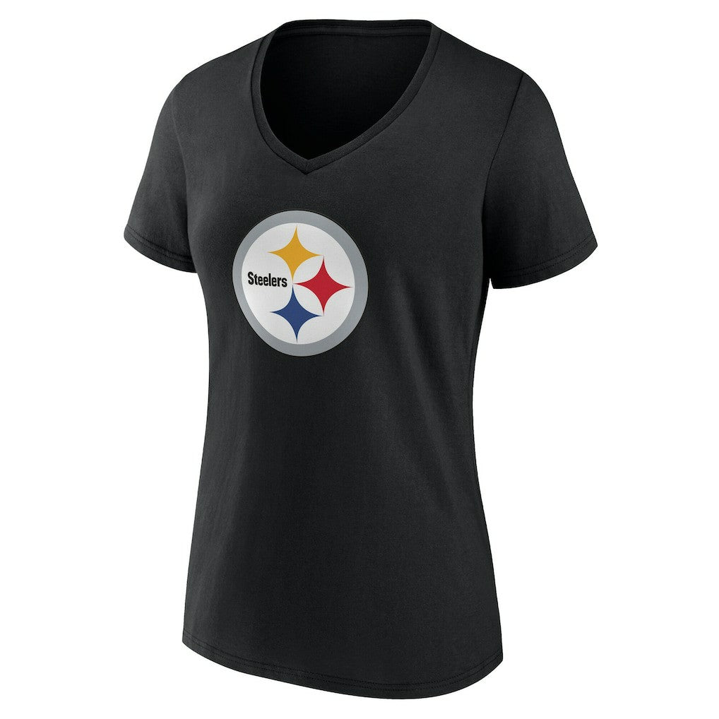 Pittsburgh Steelers Women's Team Authentic Personalized Name & Number V-Neck T-Shirt Black - NFL