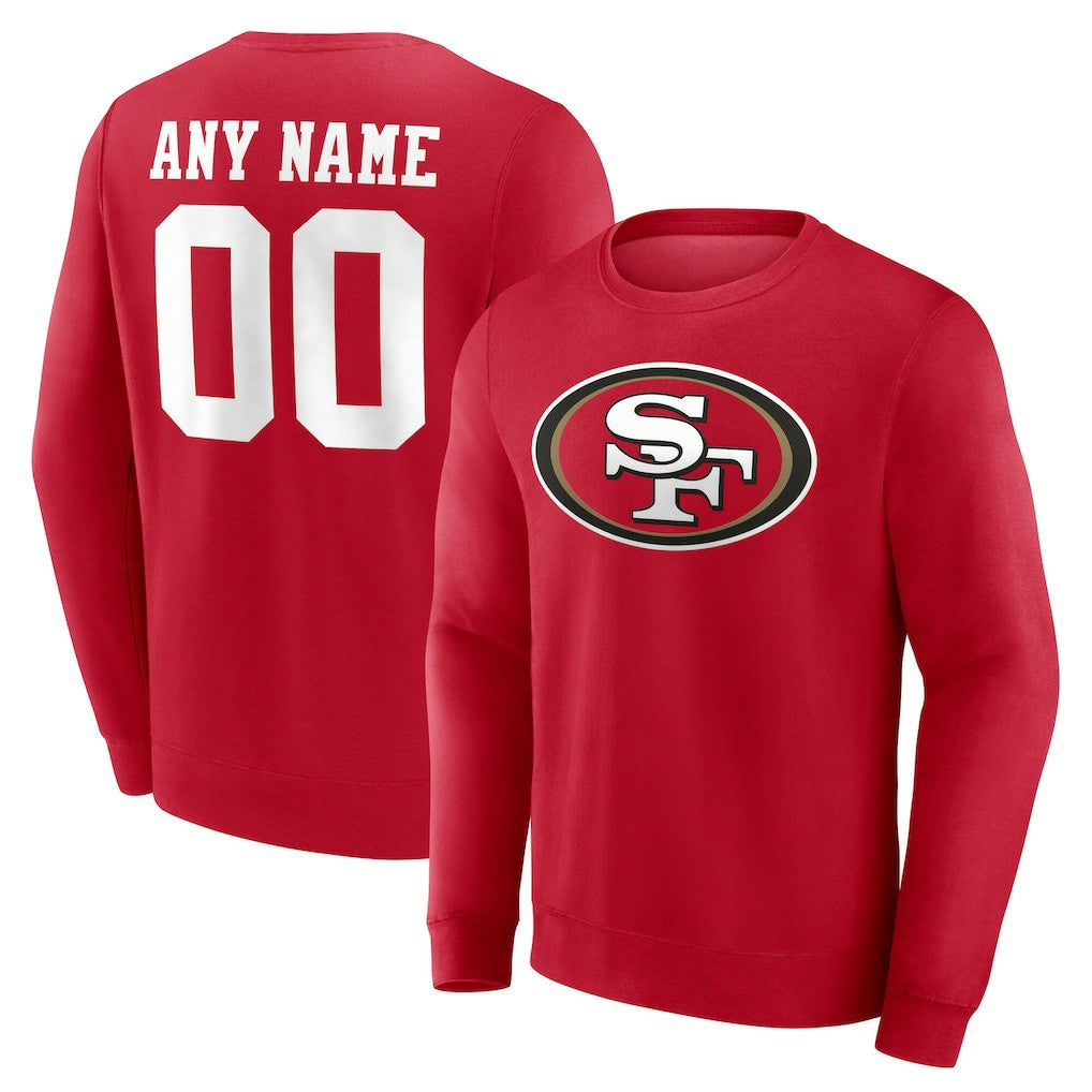 San Francisco 49ers Team Authentic Personalized Name & Number Sweatshirt Scarlet - NFL