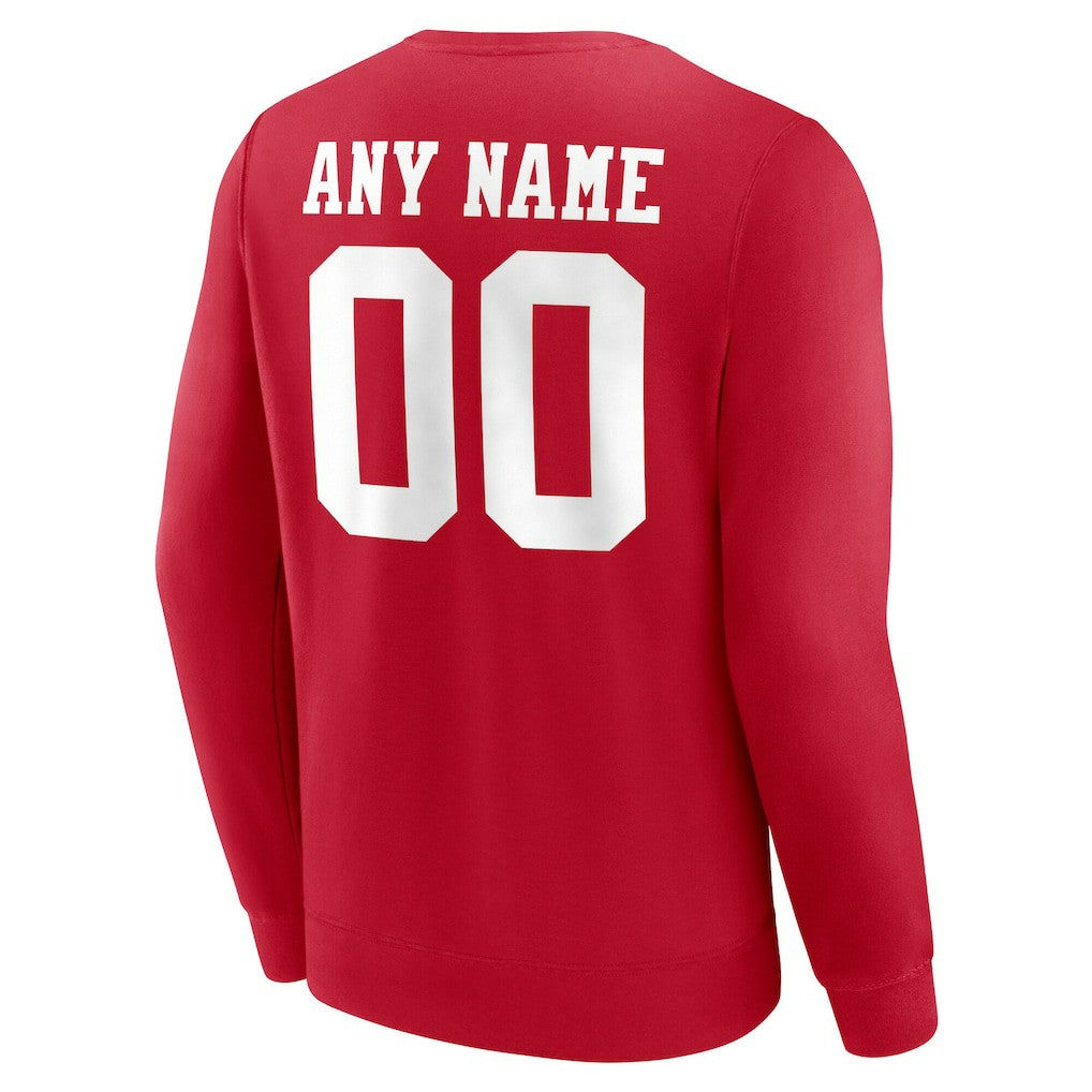 San Francisco 49ers Team Authentic Personalized Name & Number Sweatshirt Scarlet - NFL
