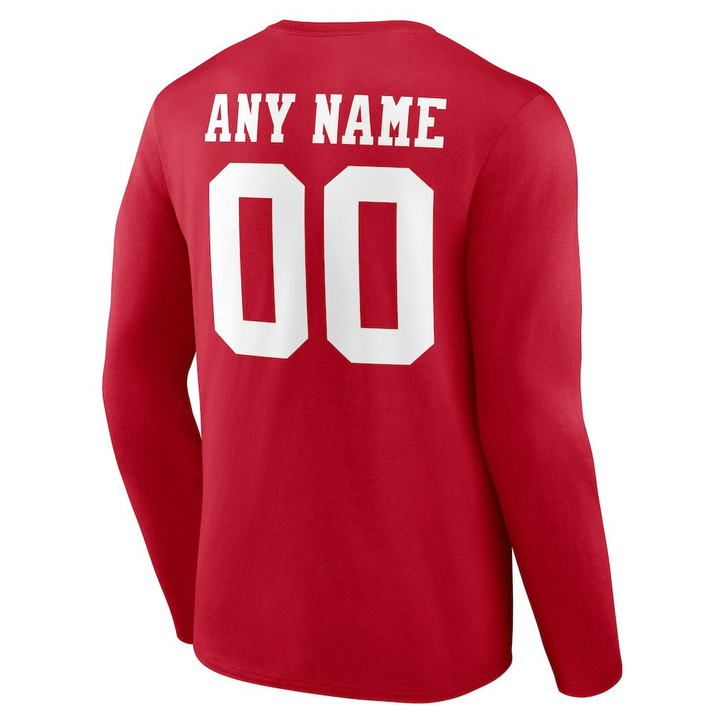 San Francisco 49ers Team Authentic Personalized Name & Number Long Sleeve T-Shirt Scarlet - NFL