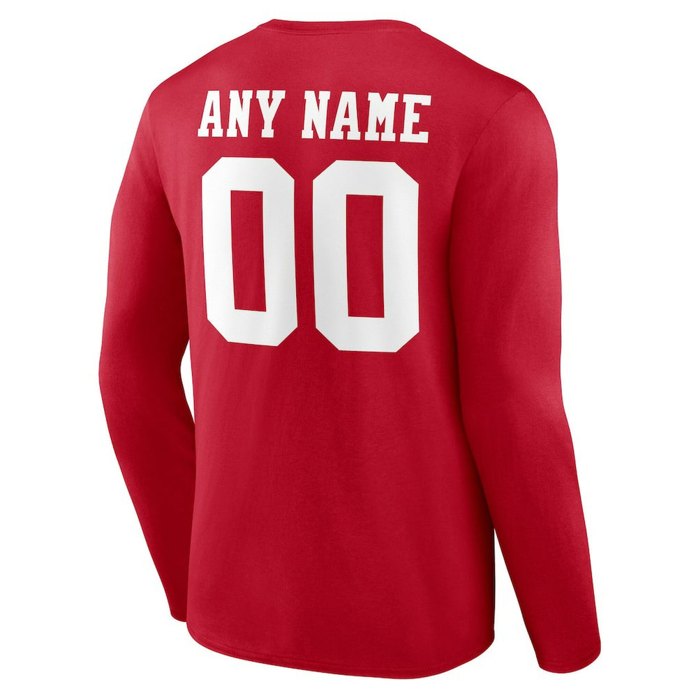 San Francisco 49ers Team Authentic Personalized Name & Number Long Sleeve T-Shirt Scarlet - NFL