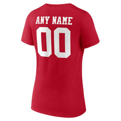 San Francisco 49ers Women's Team Authentic Personalized Name & Number V-Neck T-Shirt Scarlet - NFL