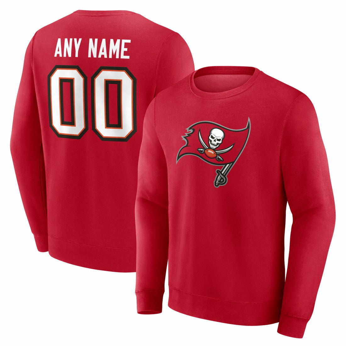 Tampa Bay Buccaneers Team Authentic Personalized Name & Number Sweatshirt Red - NFL