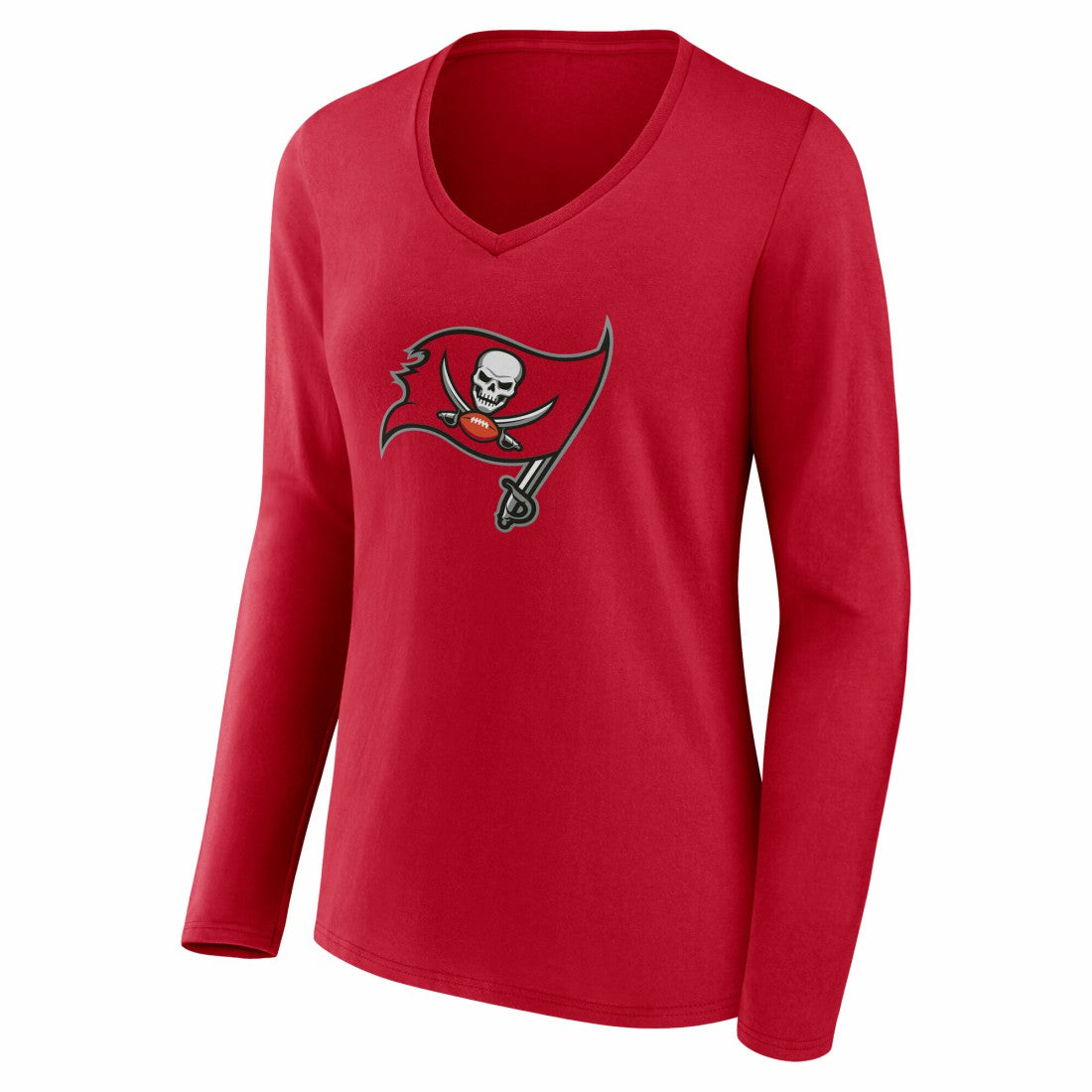 Tampa Bay Buccaneers Women's Team Authentic Personalized Name & Number Long Sleeve V-Neck T-Shirt Red - NFL