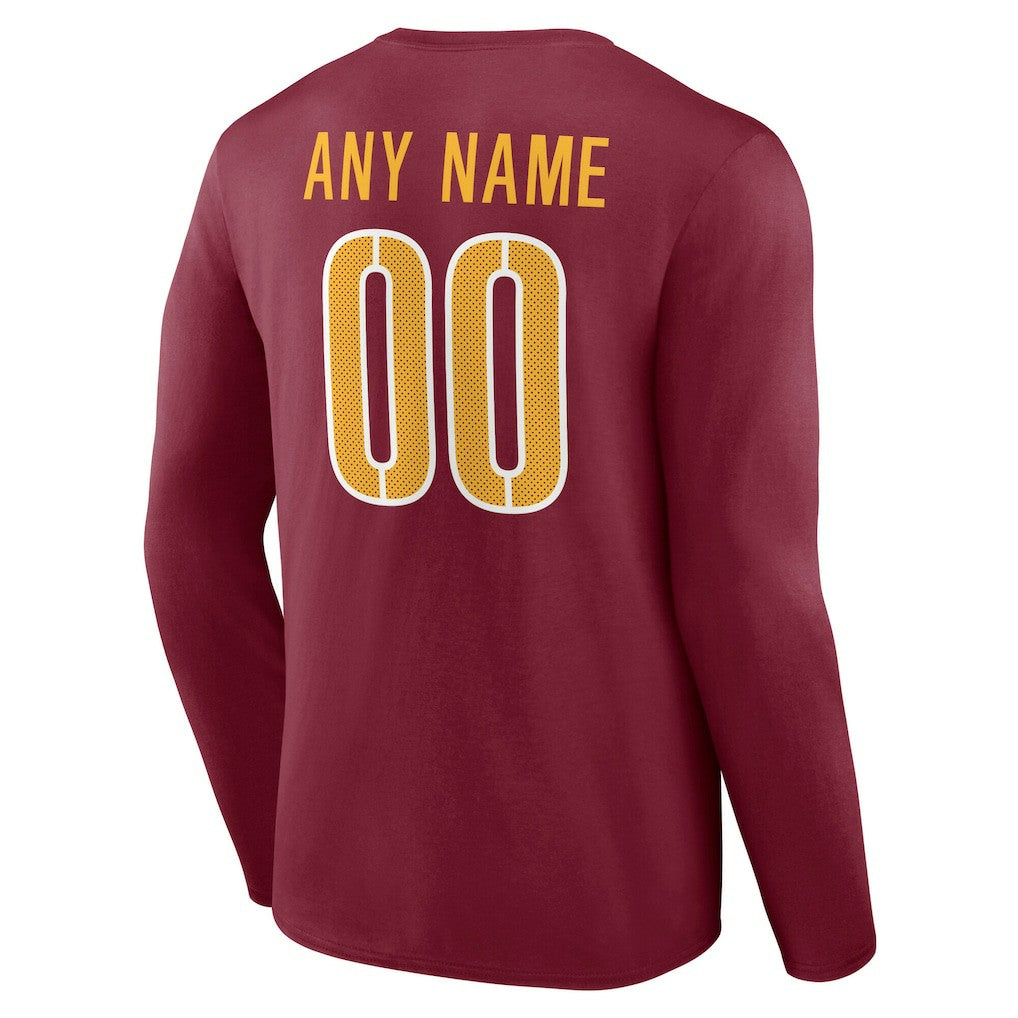Washington Commanders Team Authentic Personalized Name & Number Long Sleeve T-Shirt Burgundy - NFL