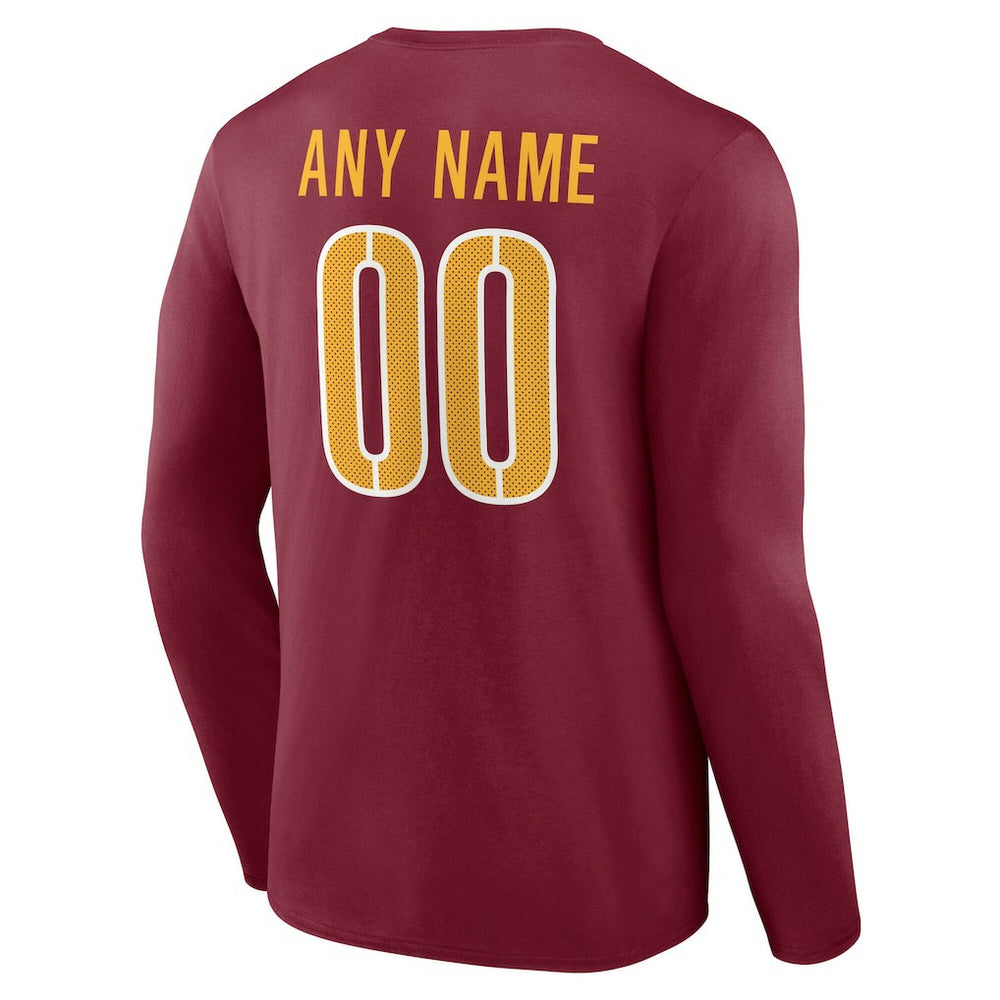 Washington Commanders Team Authentic Personalized Name & Number Long Sleeve T-Shirt Burgundy - NFL
